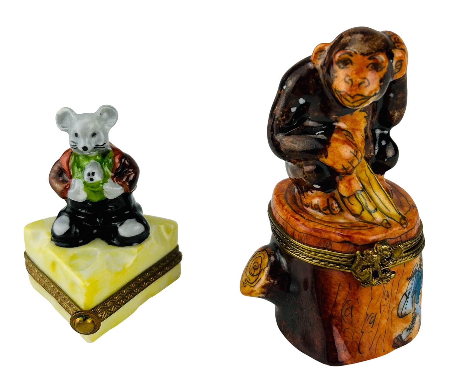 Limoges Porcelain Monkey and Mouse Trinket Boxes (1 of 7)
