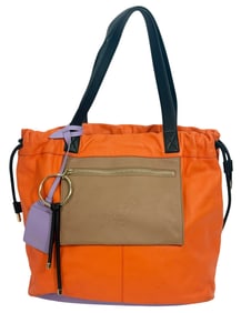 Versace Multicolor Leather Drawstring Tote Bag