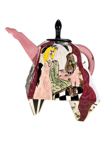 Riki Moss 1980s Hand Painted Large Teapot