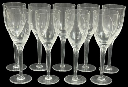 Lalique 'Angel' Crystal Champagne Flutes 9pc SET
