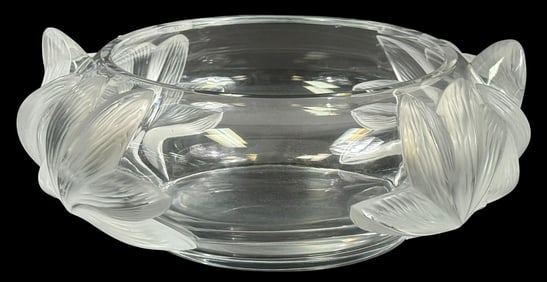 Lalique French Crystal Lys Lily Center Bowl SIGNED