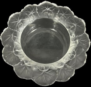 Lalique 'Honfleur' Clear & Frosted Crystal Bowl