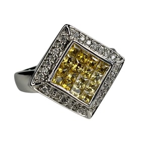 14k Gold Yellow Sapphire & Natural Diamond Ring