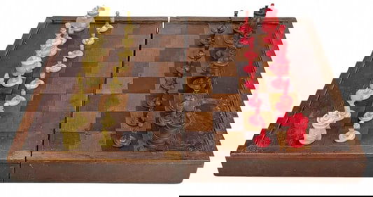 Vintage Chess & Backgammon Bone & Wood Game Sets