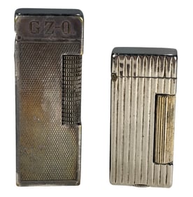 Dunhill Rollagas Swiss Silver Plated Lighters 2pcs