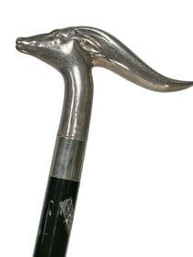 Antique Sterling 925 & Wood Antelope Head Cane