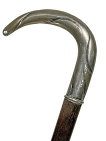 Antique German 800 Silver & Wood Cane