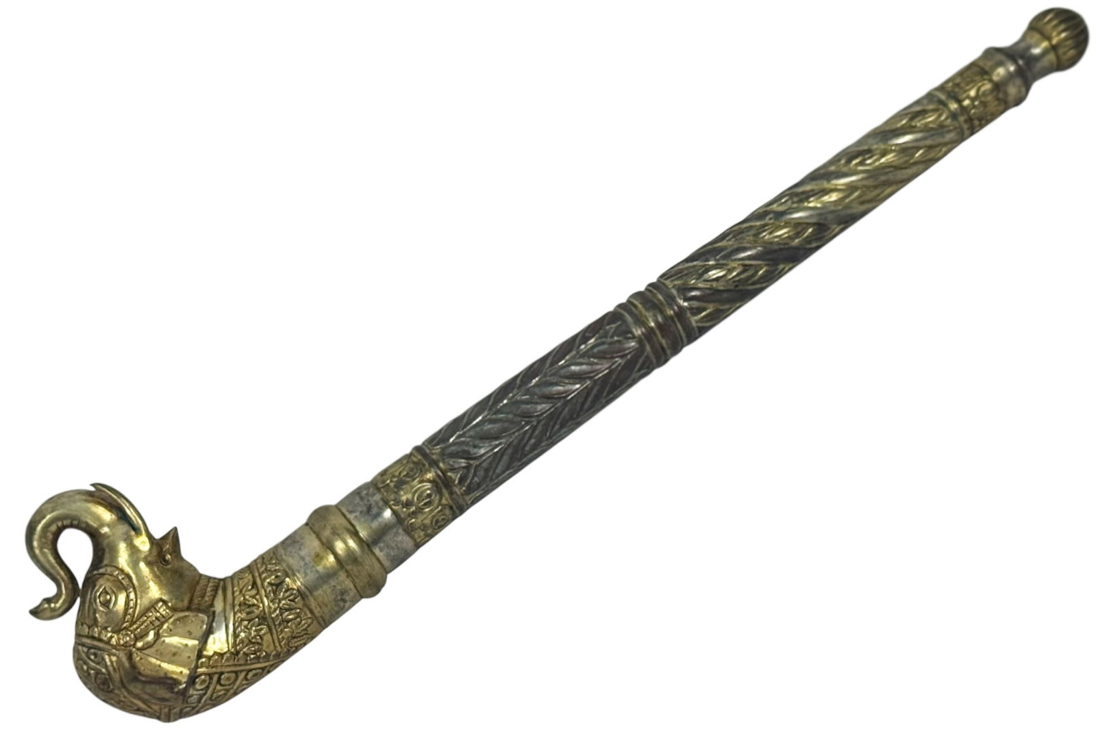 Brass Metal Elephant Head Ceremonial Staff (1 of 6)