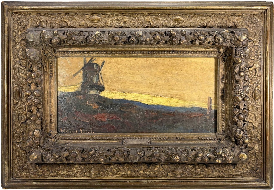 Antique European Oil Painting on Wood SIGNED (1 of 6)