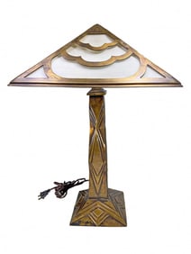 American Arts & Craft Bronze Resin Table Lamp