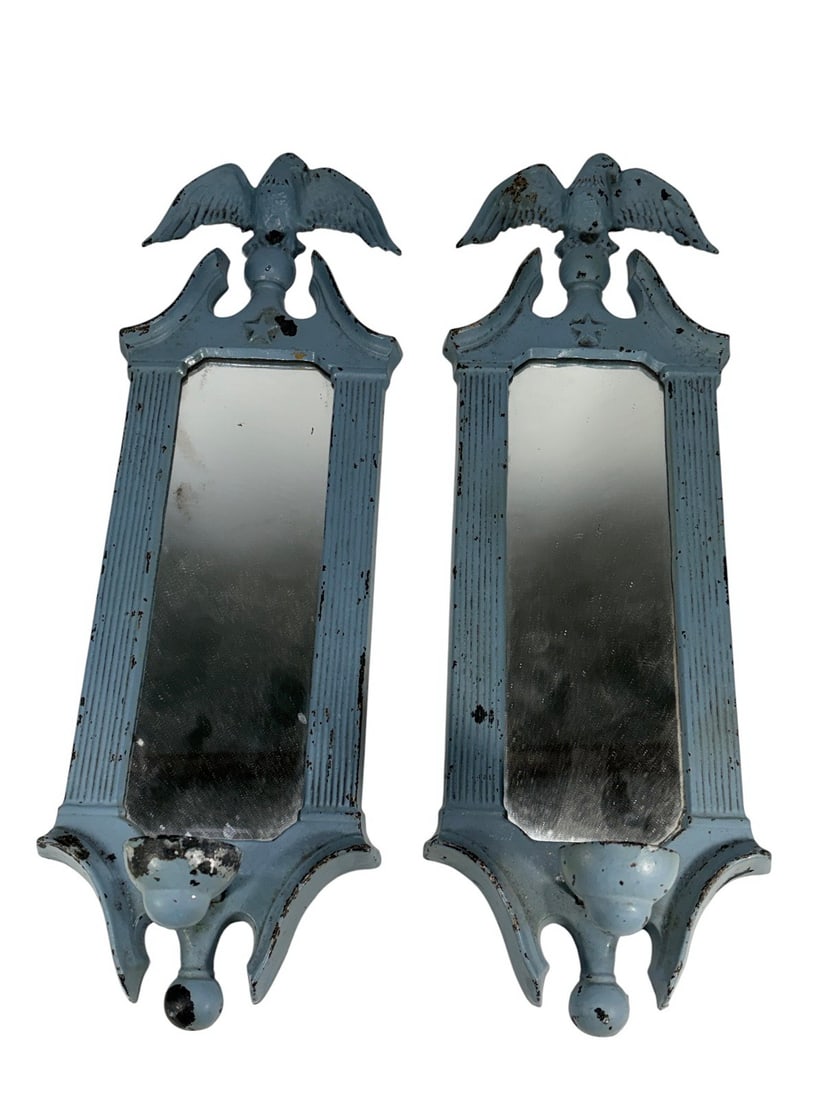 American Eagle Pair of Painted Metal Wall Mirrors (1 of 4)