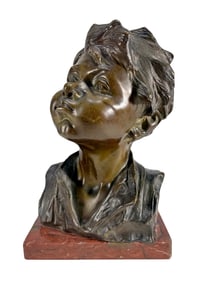 Giuseppe Gambogi B.1862 European Boy Bronze Bust