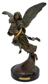 Peter Apsit Guardian Angel Bronze Sculpture SIGNED