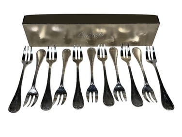Christofle Rubans Silverplated Fish Forks 11pc SET