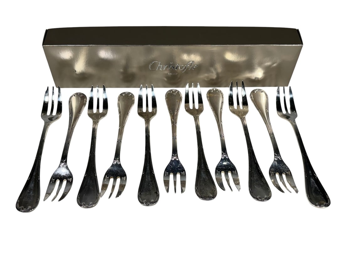 Christofle Rubans Silverplated Fish Forks 11pc SET (1 of 5)