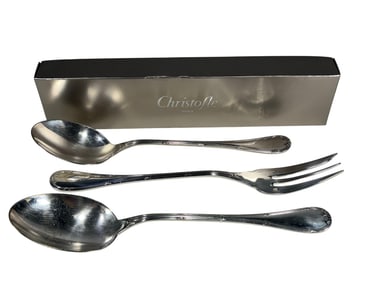 Christofle Rubans Silverplated Fork Spoons 3pc LOT