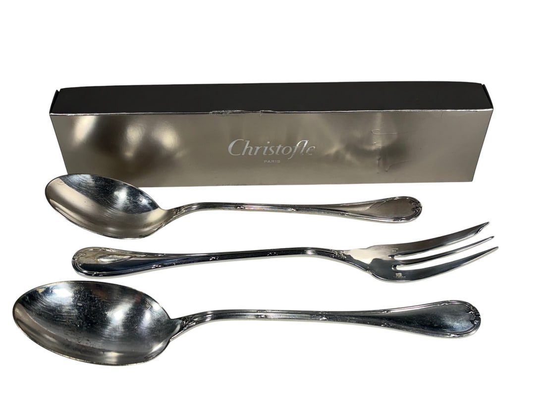 Christofle Rubans Silverplated Fork Spoons 3pc LOT (1 of 5)