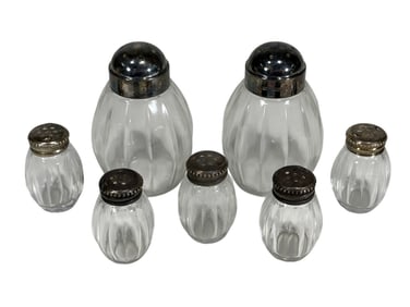 Christofle 925 Silver Salt Pepper Shakers 7pc SET
