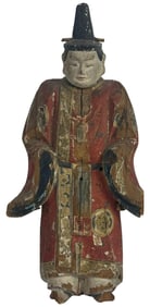 Chinese Polychrome Wood Court Official Carving