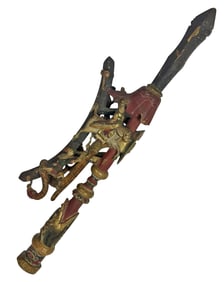 Southeast Asian Carved & Painted Ceremonial Dagger