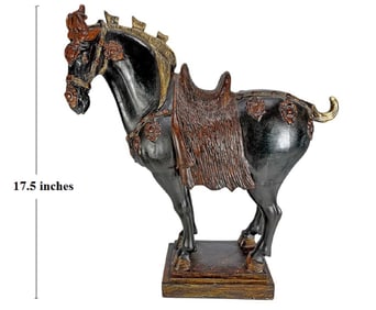 Chinese Tang-Style War Horse Resin Sculpture