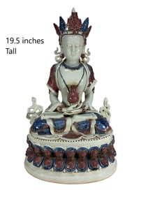 Chinese Guanyin Underglazed Porcelain Statue