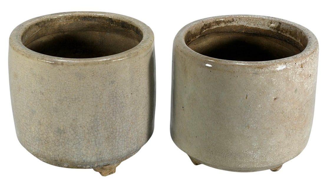 Chinese Pair of Glazed Stoneware Crocks (1 of 4)