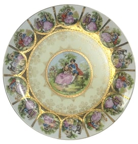 Dresden Style Courting Scene Porcelain Cake Stand