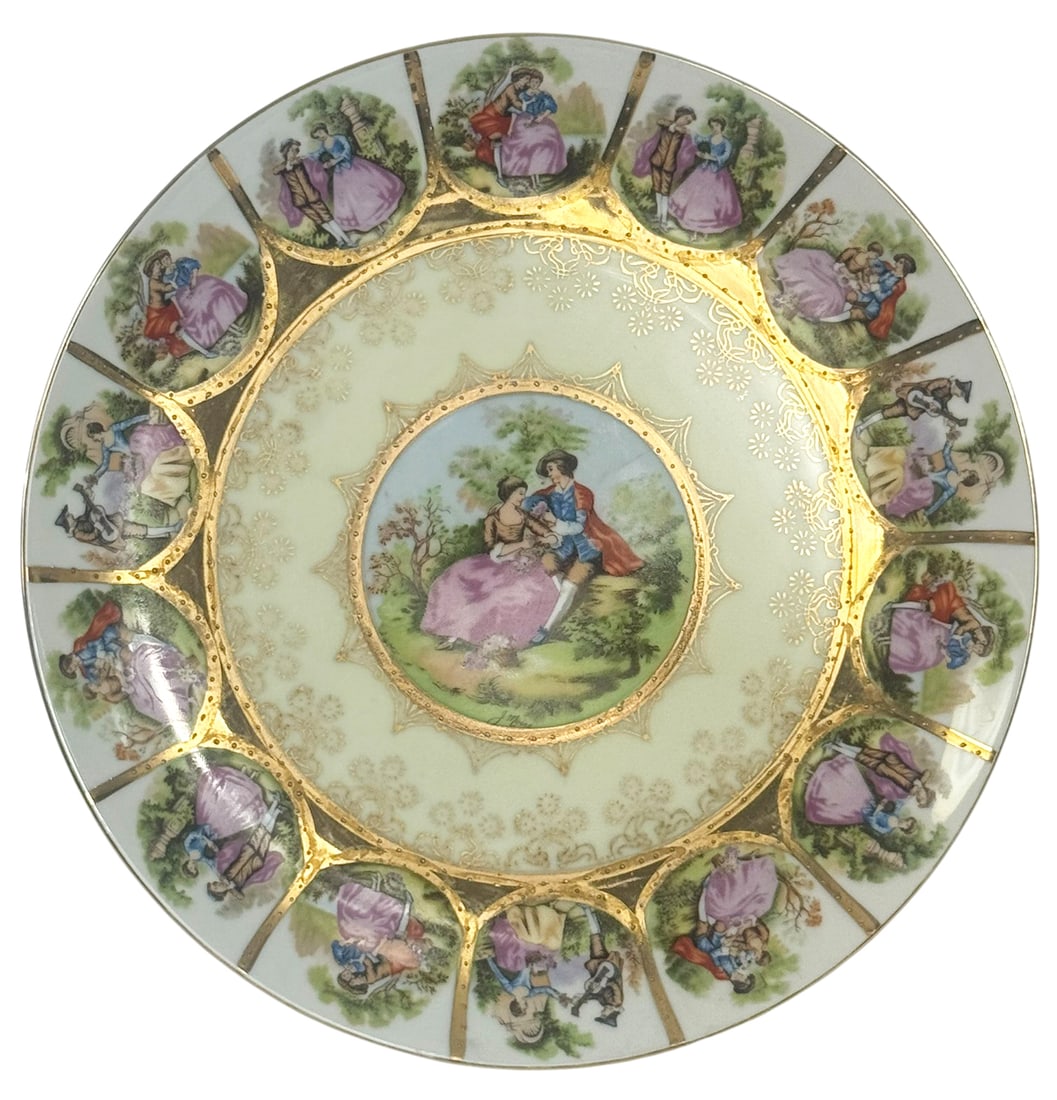 Dresden Style Courting Scene Porcelain Cake Stand (1 of 9)