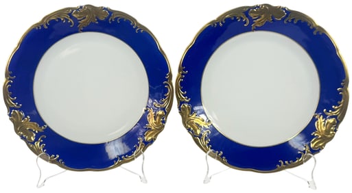Pair of Wawel Poland Cobalt & Gilt Dinner Plates
