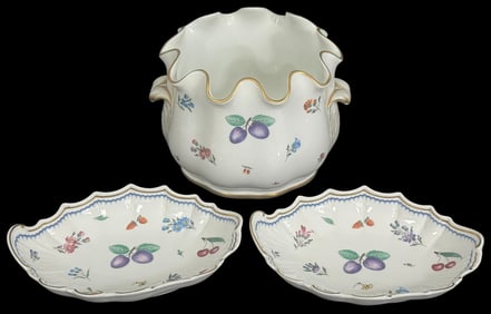 Richard Ginori Porcelain Cachepot & Dishes 3pc SET