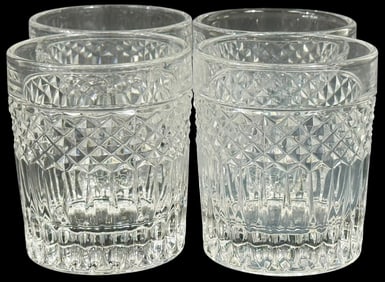 Val Saint Lambert Cut Crystal Tumbler Glasses 4pcs
