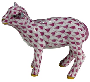 Herend Hungary Fishnet Porcelain Baby Lamb Figure