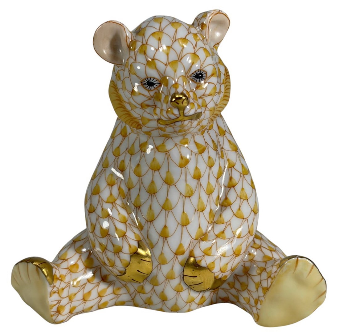 Herend Hungary Fishnet Porcelain Baby Bear Figure (1 of 5)
