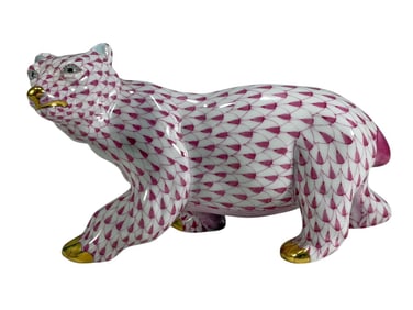 Herend Hungary Fishnet Porcelain Polar Bear Figure