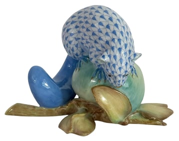 Herend Hungary Fishnet Dormouse Porcelain Figurine