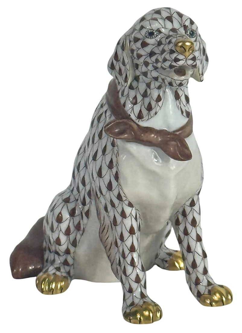 Herend Fishnet Porcelain Golden Retriever Figurine (1 of 6)