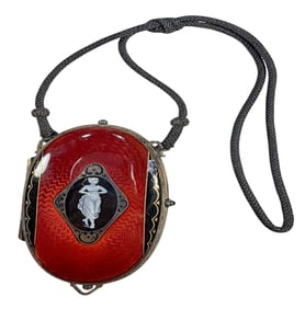 Antique .935 Silver Guilloche Enamel Compact Box