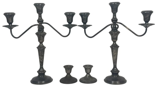 Sterling Silver Weighted Candlestick Holders 4pcs