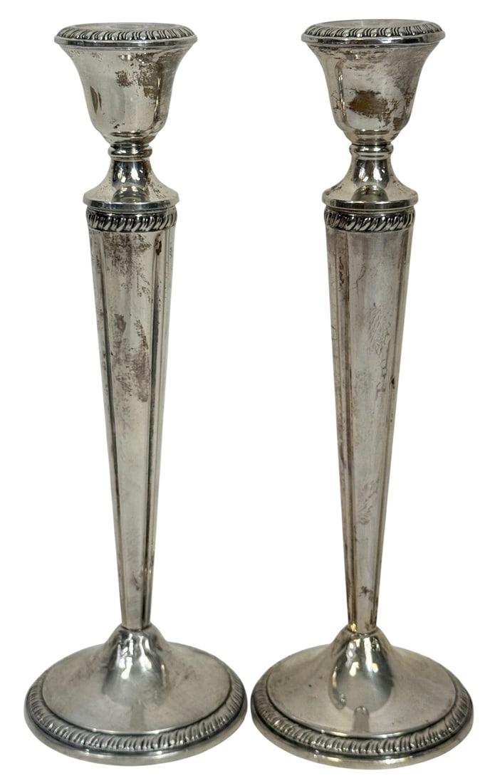Pr of Sterling Silver Weighted Candlestick Holders (1 of 6)
