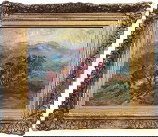 M. Gomez 1955 European Oil Painting on Wood