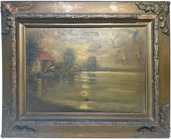Early 20th C. European Oil Painting on Wood SIGNED