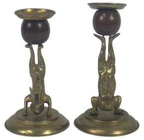 Pair of Arthur Court Brass Candlestick Holders