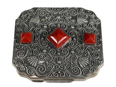 Antique Italian .800 Silver Powder Mirrored Box
