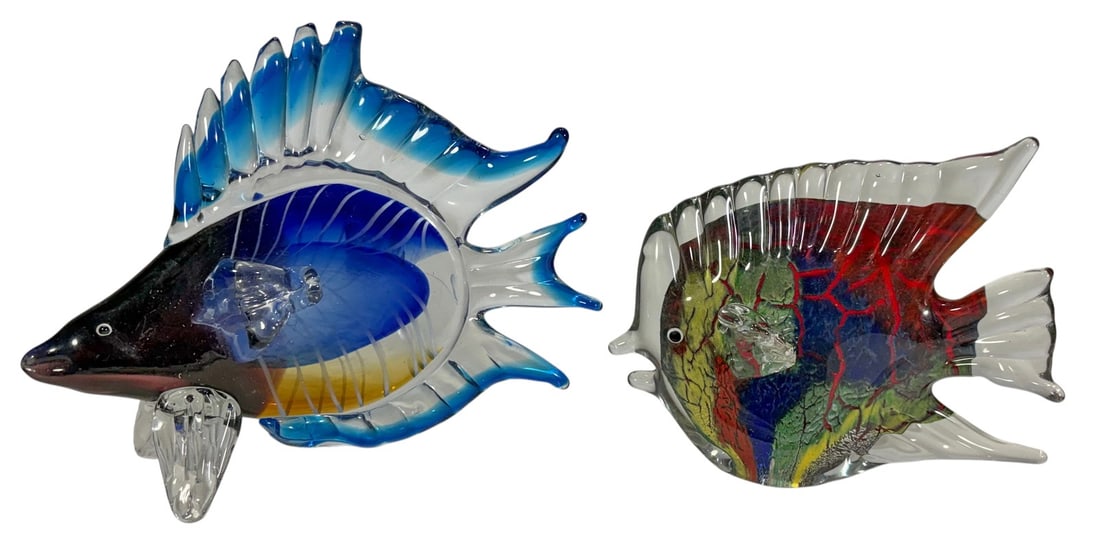 Murano Art Glass Angel Fish Sculptures 2pc LOT (1 of 5)