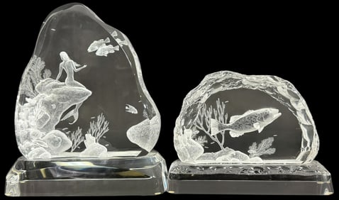 Two Lucite Acrylic Aquatic Sculptures by R. Rich