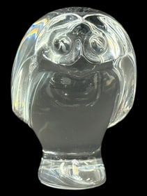 Baccarat Clear Crystal Owl Paperweight Figure