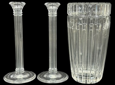 Tiffany & Co Atlas Vase & Candlestick Holders 3pcs