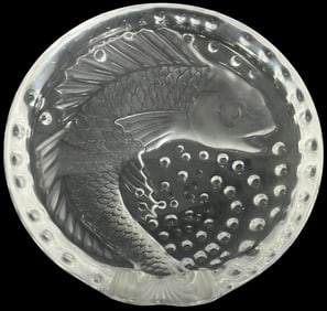Lalique French Crystal 'Concarneau' Koi Fish Ashtray