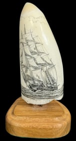 Scrimshaw Sperm Whale Tooth by John Slayton, 1983
